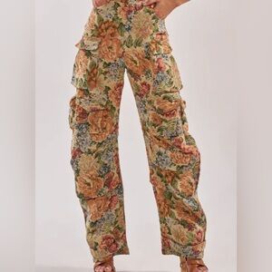 Floral Woven Tapestry Cargo pants